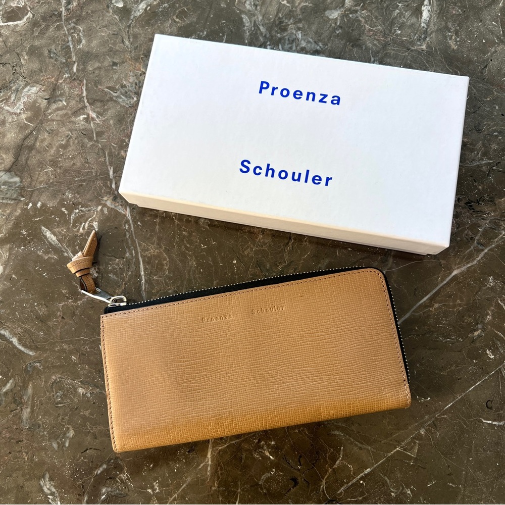 Proenza Schouler Tan L Zip Long Leather Wallet